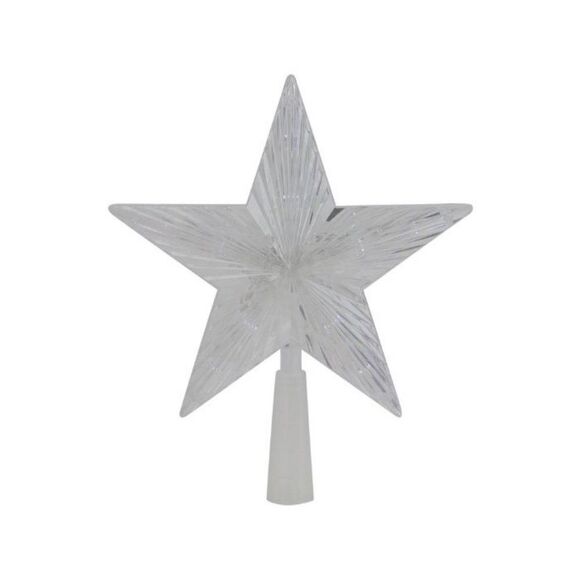 - Northlight 8" Pre-Lit Clear Crystal Star Christmas Tree Topper - Picture 1 of 2